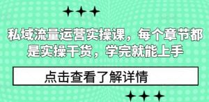 私域流量运营实操课，每个章节都是实操干货，学完就能上手-网创星球