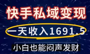 一天收入1691.5，快手私域变现，小白也能闷声发财-网创星球
