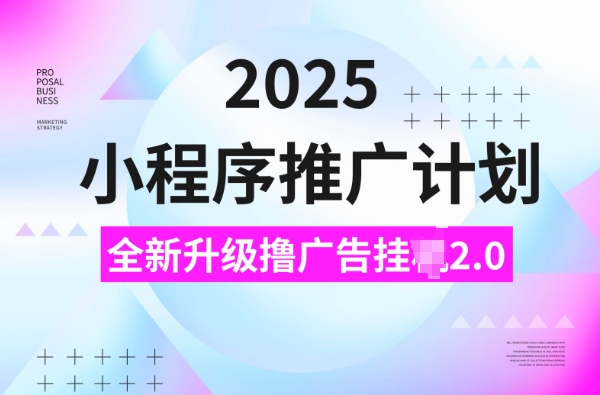 2025小程序推广计划,撸广告挂JI3.0玩法,日均5张【揭秘】-网创星球