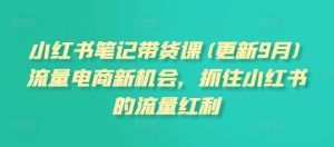 小红书笔记带货课(更新25年1月)流量电商新机会，抓住小红书的流量红利-网创星球