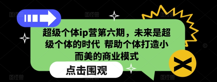 超级个体ip营第六期,未来是超级个体的时代 帮助个体打造小而美的商业模式-网创星球