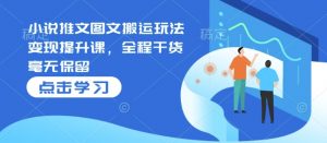 小说推文图文搬运玩法变现提升课，全程干货毫无保留-网创星球