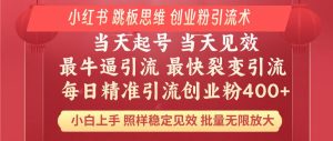小红书 巧用跳板思维 每日暴力引流400+精准创业粉 小白福音 效果拉满...-网创星球