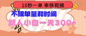 10秒一单，审核视频 ，不限单量时间，新人小白一天300+-网创星球