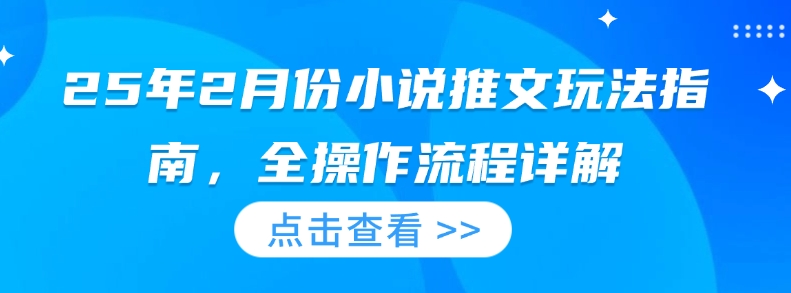25年2月份小说推文玩法指南，全操作流程详解-网创星球