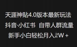 天涯神贴4.0版本最新玩法，抖音·小红书自带人群流量，新手小白轻松月入过W-网创星球