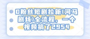 0粉丝短剧拉新(河马剧场)全流程，一个视频搞了2954-网创星球
