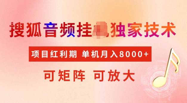 首发搜狐音频挂JI,项目红利期,可矩阵可放大,稳定月入5k【揭秘】-网创星球