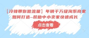 【冷锋带你做流量】年销千万级淘系商家如何打造–帮助中小卖家快速成长-网创星球