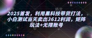 2025首发，利用黑科技带货打法，小白测试当天卖出3612利润，矩阵玩法+无限账号【揭秘】-网创星球