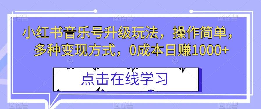 小红书音乐号升级玩法，操作简单，多种变现方式，0成本日赚1000+【揭秘】-网创星球
