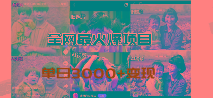 全网爆火的AI让老照片动起来教程，蹭热点日赚3000+，内含免费工具一键...-网创星球