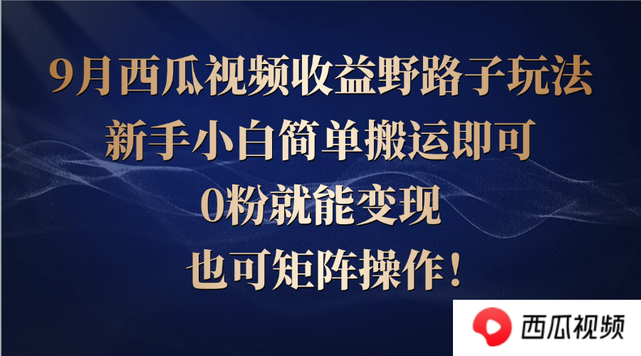 西瓜视频收益野路子玩法，新手小白简单搬运即可，0粉就能变现，也可矩…-网创星球