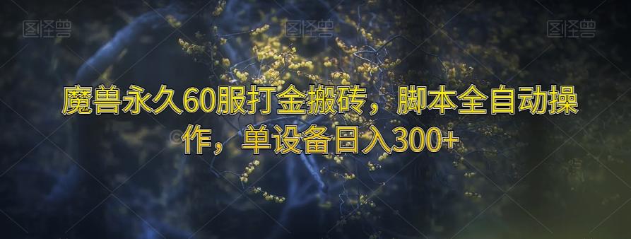 魔兽永久60服打金搬砖，脚本全自动操作，单设备日入300+【揭秘】-网创星球