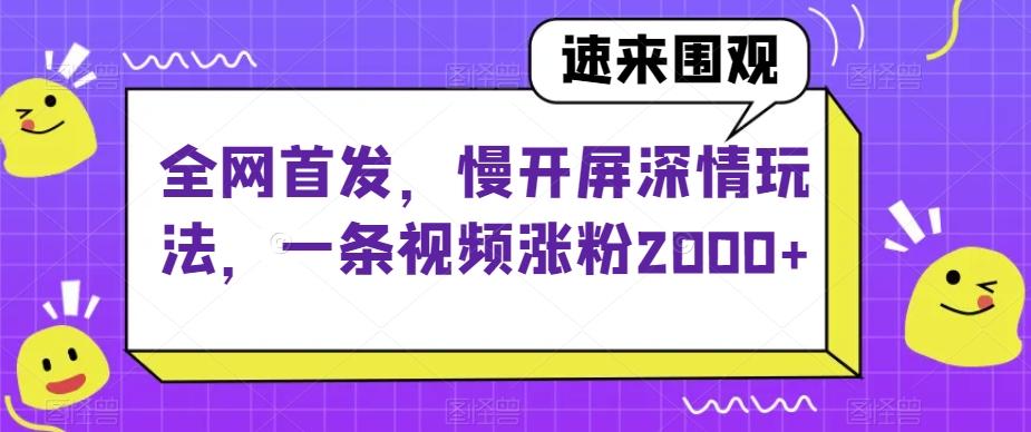 全网首发，慢开屏深情玩法，一条视频涨粉2000+【揭秘】-网创星球
