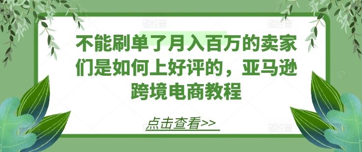 不能刷单了月入百万的卖家们是如何上好评的，亚马逊跨境电商教程-网创星球